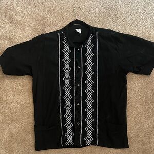 Black Shirt with White Embroidery